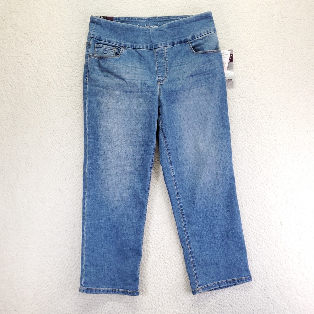 Gloria Vanderbilt Amanda Pull On Capri Jeans Blue Slimming Super Stretch Sz‎ 10M